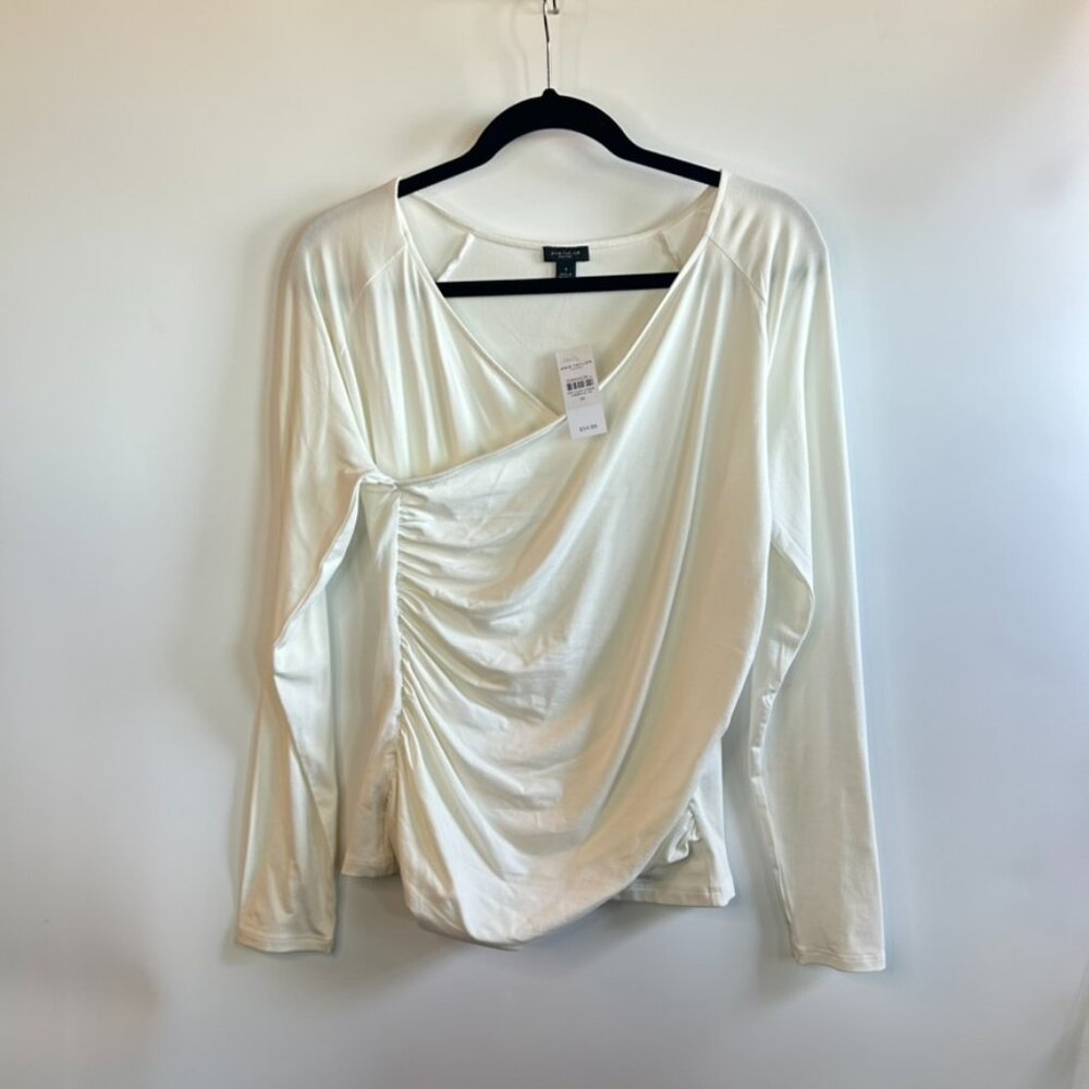 NWT Ann Taylor Cream Long Sleeve Blouse Medium